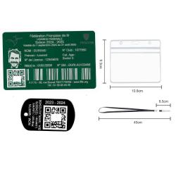 Licence de tir aluminium vert + Porté clé TAG militaire en aluminium gravé au laser (Recto) + Porte 