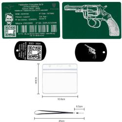 Licence de tir aluminium vert +Porté clé TAG militaire en aluminium gravé au laser (Recto / Verso) +