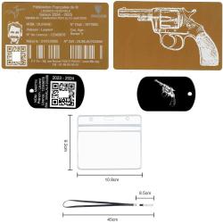 Licence de tir aluminium doré +Porté clé TAG militaire en aluminium gravé au laser (Recto / Verso) +