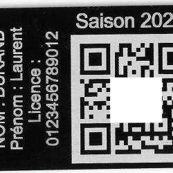Porte clé TAG militaire Licence de Ball-Trap en aluminium gravé au laser (Recto)