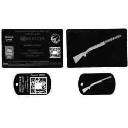 Licence de tir FFBT + Porté clé TAG militaire en aluminium gravé au laser (Recto / Verso)