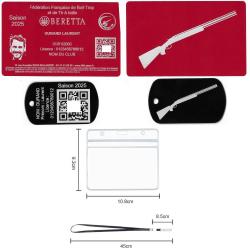 Licence de tir FFBT rouge + Porté clé TAG militaire en aluminium gravé au laser (Recto / Verso) + Po