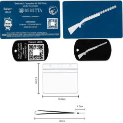 Licence de tir FFBT bleu + Porté clé TAG militaire en aluminium gravé au laser (Recto / Verso) + Por