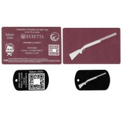 Licence de tir FFBT rose + Porté clé TAG militaire en aluminium gravé au laser (Recto / Verso)