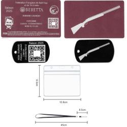 Licence de tir FFBT rose + Porté clé TAG militaire en aluminium gravé au laser (Recto / Verso) + Por