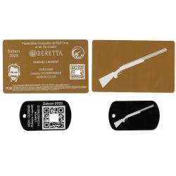 Licence de tir FFBT doré + Porté clé TAG militaire en aluminium gravé au laser (Recto / Verso)