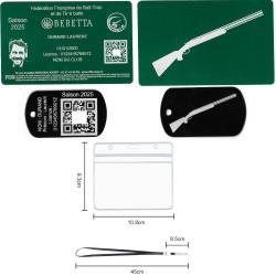 Licence de tir FFBT vert + Porté clé TAG militaire en aluminium gravé au laser (Recto / Verso) + Por