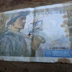 billet dix francs mineur / A.22.6.1944.A
