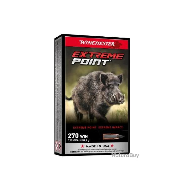 Munitions WINCHESTER cal.270win extrme point 130gr 8.4g par 60