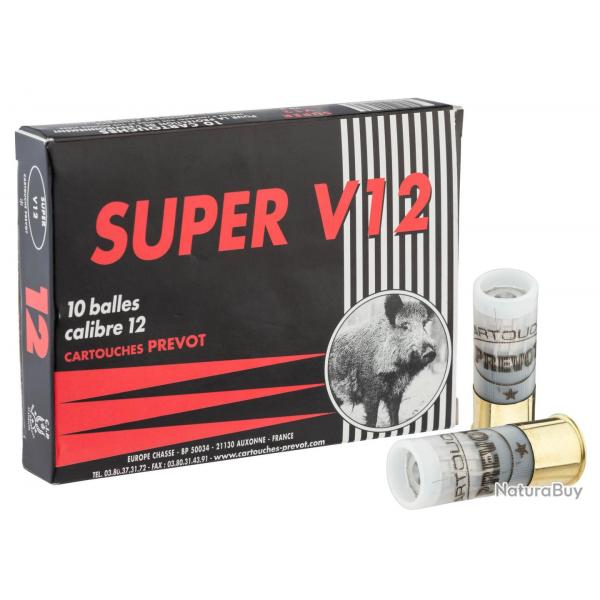 Cartouche Prevot Subsonique V12 demi-blindée expansive - Cal. 12/67