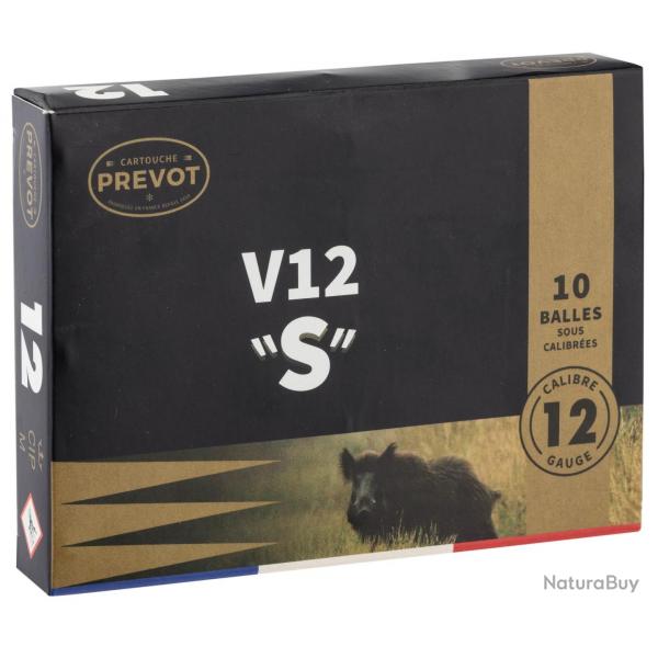 x10 Cartouches Prevot à balle V12 ''S'' demi-blindée - Cal. 12/70