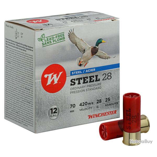 Cartouches de chasse Winchester12/70 28g Acier numéro 5 Pressions Standard