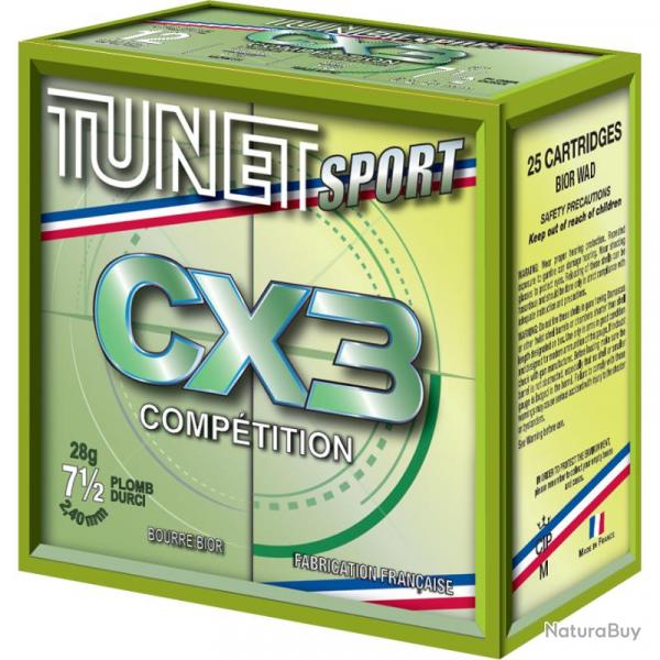 Boite x25 Cartouches Ball Trap TUNET cal12 CX3 BIOR 28BJ Pb7.5