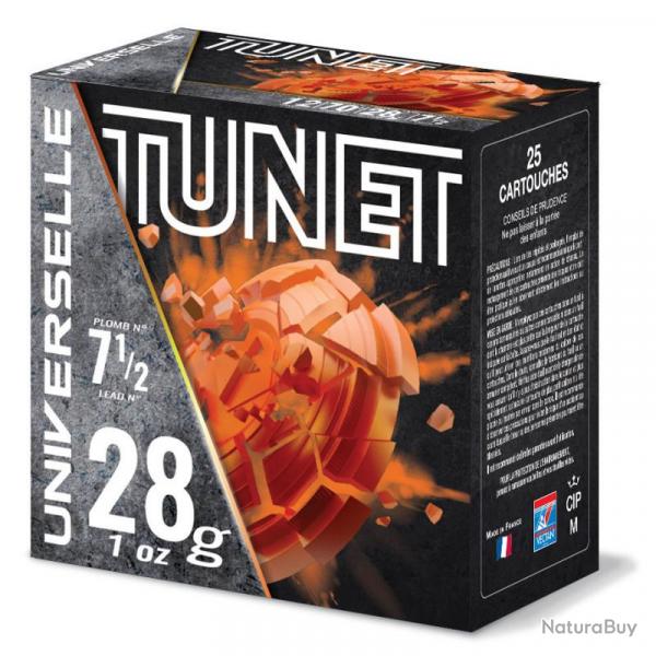 Boite x25 Cartouche ball trap TUNET cal12 UNIVERSELLE 28BJ Pb7.5