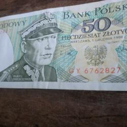 billet bank polski  50 piecdziesiat zlotych  / GY 6762827  / 1988