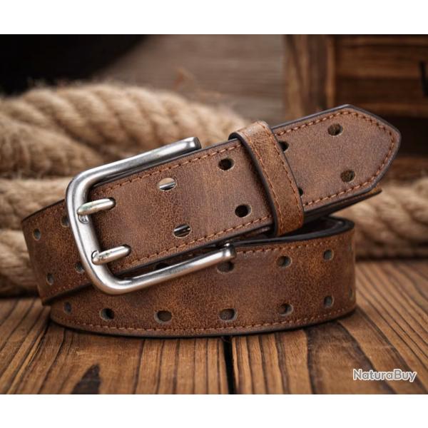 ENCHERE Ceinture en cuir NOIR ou MARON au choix, 120 cm