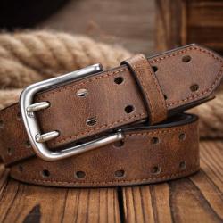 TOP ENCHERE Ceinture en cuir NOIR ou MARON au choix, 120 cm