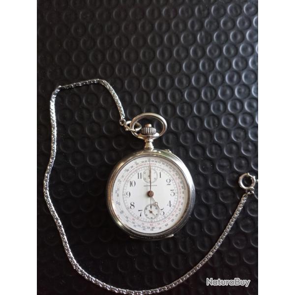 SUPERBE MONTRE CHRONOMETRE  EN ARGENT 19eme  : GROTTENDIECK  BRUXELLES . PARFAIT FONCTIONNEMENT .