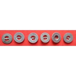 6 Boutons plats uniforme Militaire ww1, Ø16mm. Inscription Équipement MILITAIRE sur 5 Boutons et au