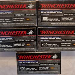 5 BOITES WINCHESTER SUBSONIC 22LR 42GRS -Livraison gratuite-