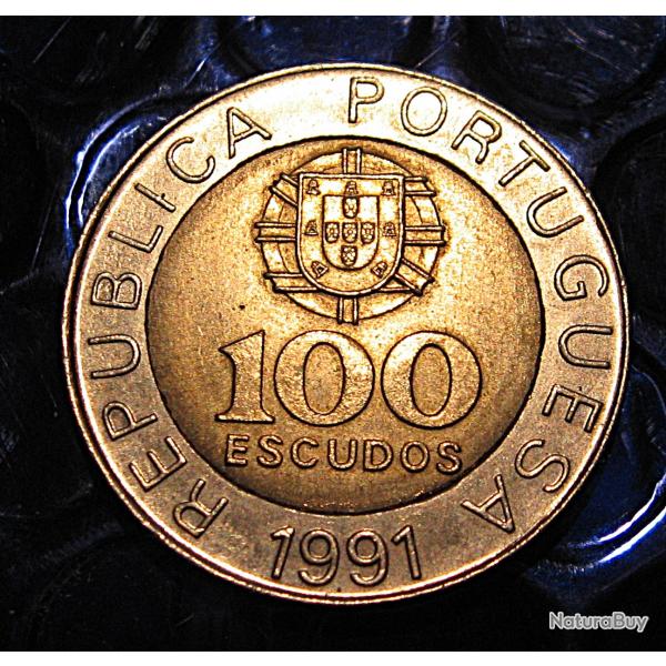 Portugal piece de 100 escudos 1991 ttb bi-metal