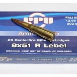 Cartouches PPU Calibre 8x51R .327 LEBEL FMJBT 200grs - Boite de 20 unités