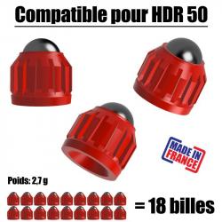 18 projectiles pour T4E HDR50 CO2 cal.50 bille 8mm poids 2,7g - Rouge