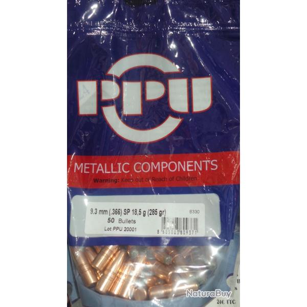 Ogives PPU Cal. 9.3mm SP 285grs - sachet de 50 units
