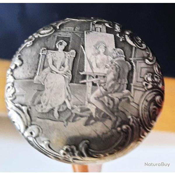 ANCIENNE CANNE DE COLLECTION " MOLY" Le peintre et son modle.