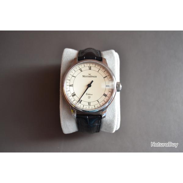 MONTRE MEISTERSINGER EDITION LIMITED N24/100 ED2013D FULL SET avec Bracelet hirsch earl alligator