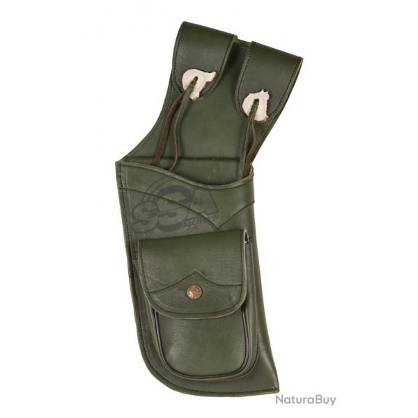 CARQUOIS DE HANCHE BUCK TRAIL CUIR VERT -  DROITIER/GAUCHER