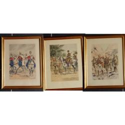 3 gravures La Coloniale MILITARIA signées  M.Toussaint