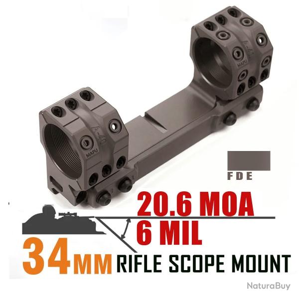 6 anneaux de porte MIL 20.6MOA 1.54 pouces pour Rails Picatinny -**Desert -