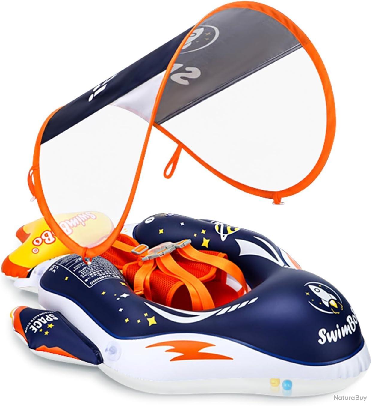 ACELIFE Bouée Bébé Gonflable Avec Parasol UPF50+ Et Siège Réglable – Flotteur Sécurisé Pour Tout-Petits De 6 à 36 Mois, Apprentissage De La Natation