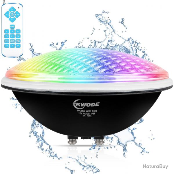 clairage LED Projecteur Piscine PAR56 40W RGB Timing 2/4/6H IP68 tanche pour piscine sous-marine a