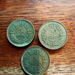 Lot pièces 5 francs 1940-46