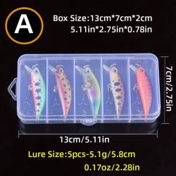 ENCHERE Lot de 5 Leurres de pêche Jerkbaits 5.1G Coloris au choix