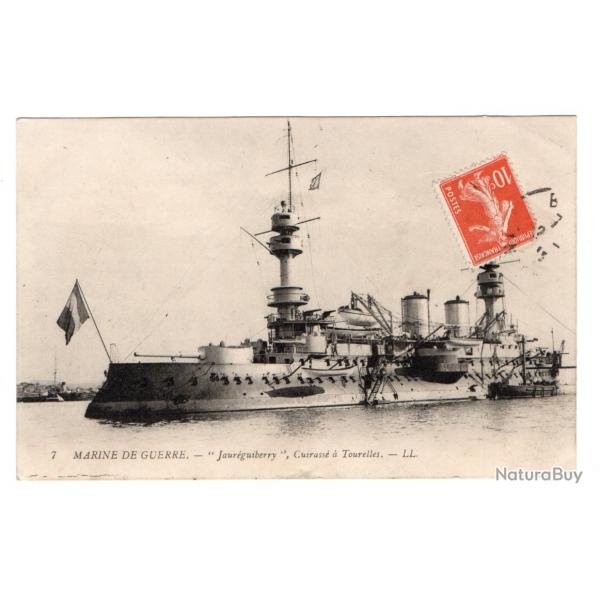 CPA - MARINE DE GUERRE-  La "Jaureguiberry " Cuirasse a Tourelles  N224