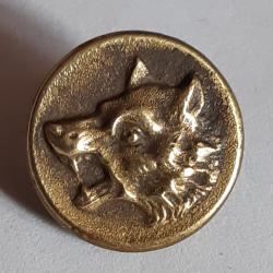 Bouton de livrée de chasse, Tête de Loup à gauche , Ø16, laiton. SUPÉRIEUR FRANCE, Lot B2