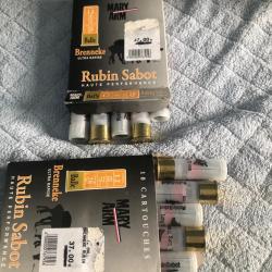 2 boîtes  cal12 de 10 cartouches mary arme brenneke ultra rapide rubin sabot haute performance