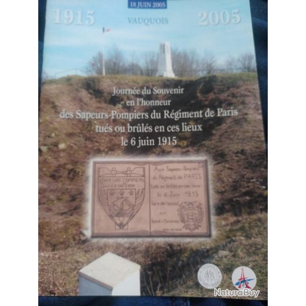 Livret du 18 juin 2005 journe souvenir en l'honneur des sapeurs-pompiers Vauquois