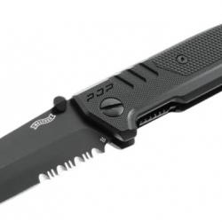 COUTEAU PLIANT "WALTHER" PDP TANTO FOLDER BLACK - PARTIELLEMENT CRANTEE