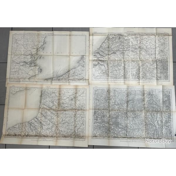 Lot de 24 cartes d'tat major franaises tirage 1941/1942 chelle 1/320 000
