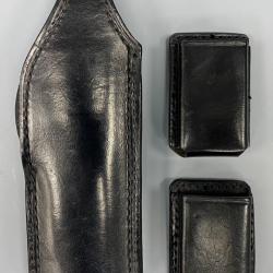 Vintage et rare : holster  BUCHEIMER droitier cuir noir pour Colt 1911 avec 2 étuis pour chargeurs