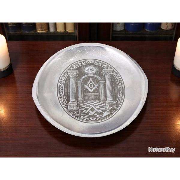 plat vide-poche Guy Degrenne symbole sceau temple maconnique franc-maconnerie