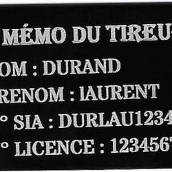 Mémo tireur porte clé TAG militaire FFT en aluminium gravé au laser (Recto)