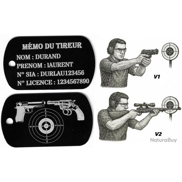 Mmo tireur porte cl TAG militaire FFT en aluminium grav au laser (Recto/Verso)