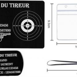 Mémo tireur sportif FFT + Porté clé TAG militaire en aluminium gravé au laser (Recto) + Porte badge 