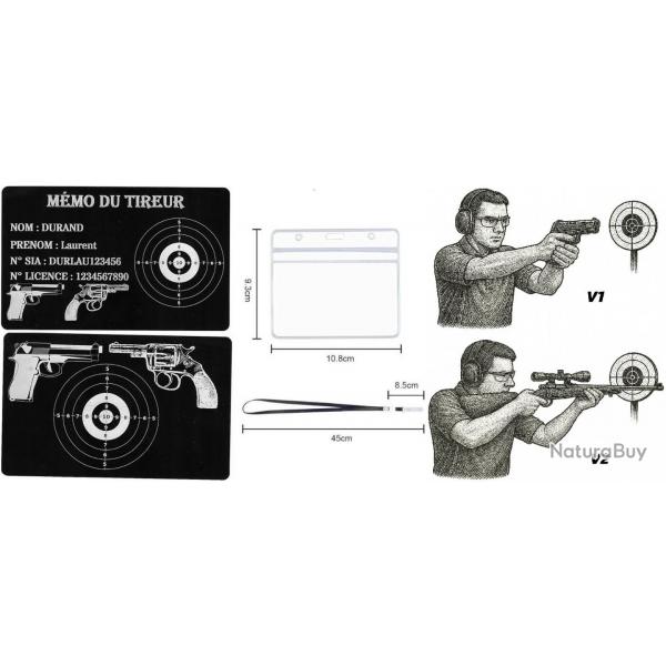 Mmo tireur sportif FFT en aluminium grav au laser (Recto / Verso) + Porte badge tour de cou