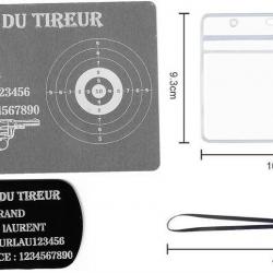 Mémo tireur sportif FFT argenté + Porté clé TAG militaire en aluminium gravé au laser (Recto) + Port
